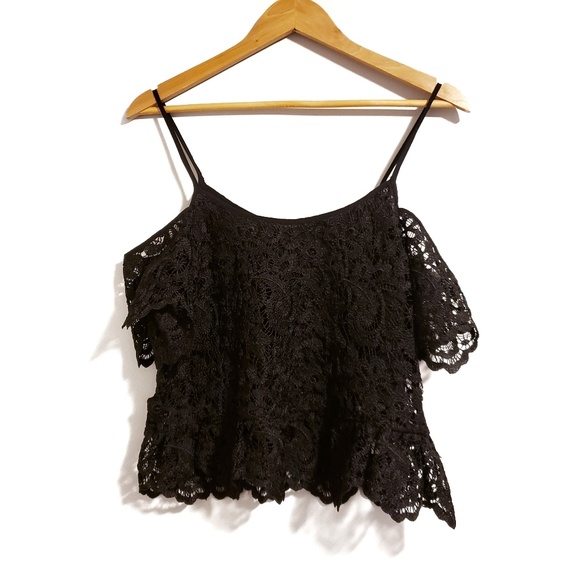 Zara Lace Cold Shoulder Top Size Medium - Picture 2 of 7